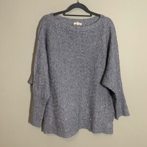 Maurices Womens Blue Sequin Chevron Knit Sweater Plus Size 3X